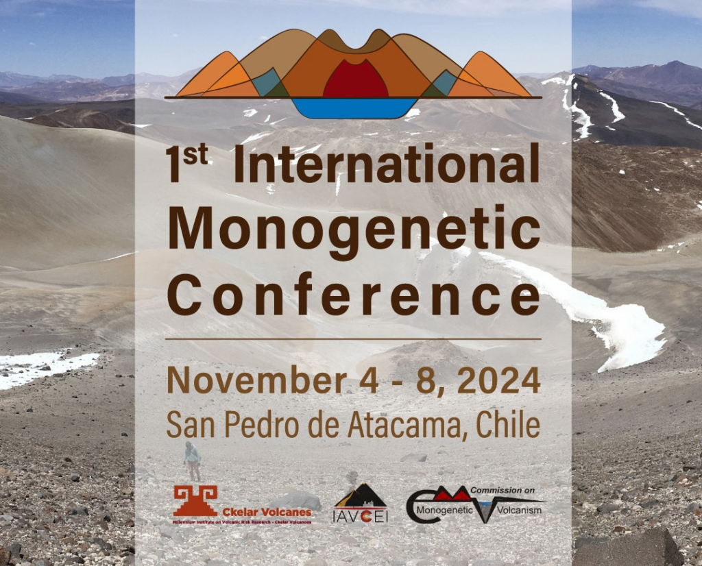 1st International Monogenetic Conference. Novemer 4-8, 2024 San Pedro de Atacama, Chile. Image shows a crater and lava domes. 